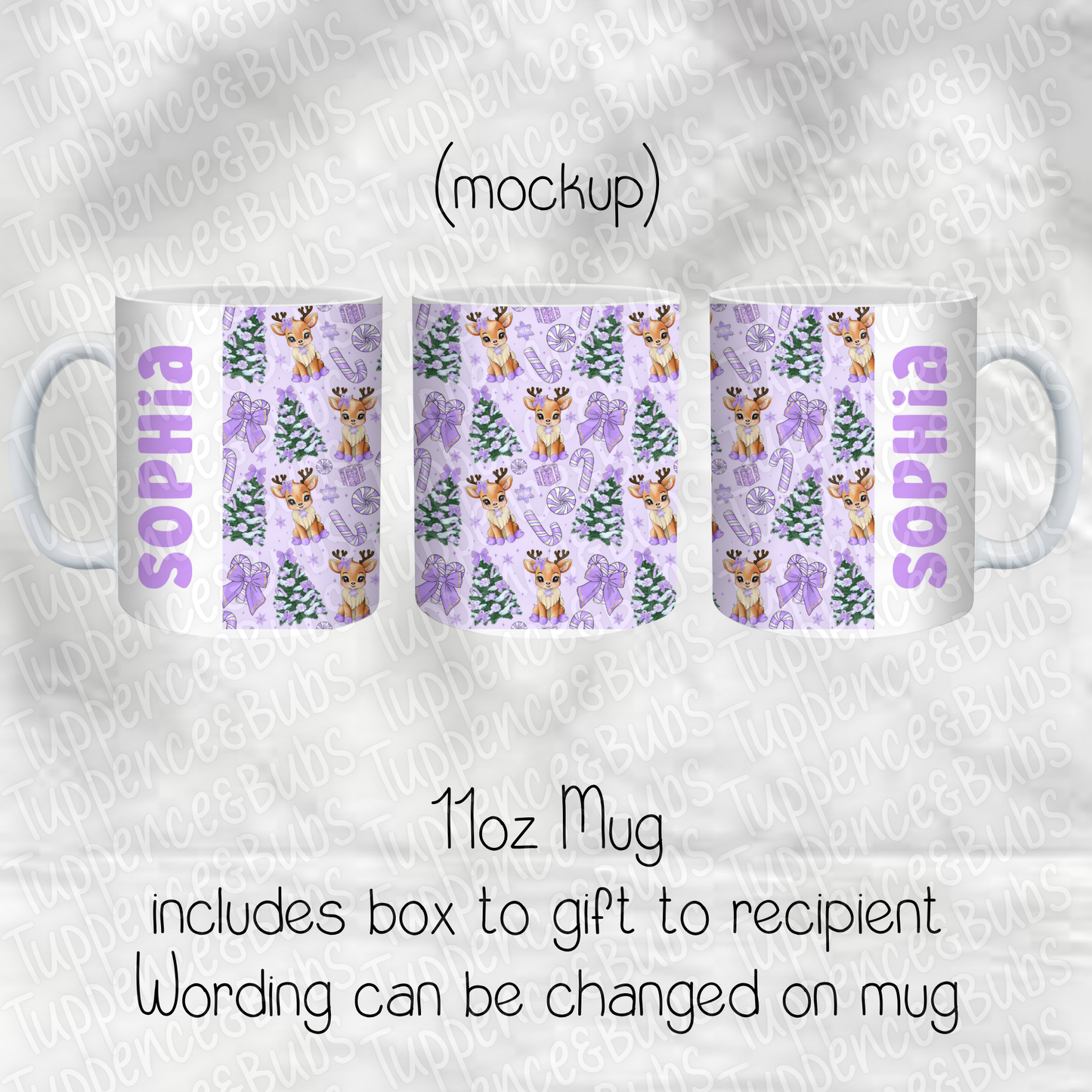 Cupid Reindeer Themed Christmas Mug - 3 Designs