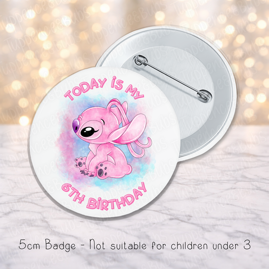 Angel inspired Birthday Badge - Any Age - 5.8cm