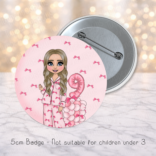 Pink Bow Pj Badge