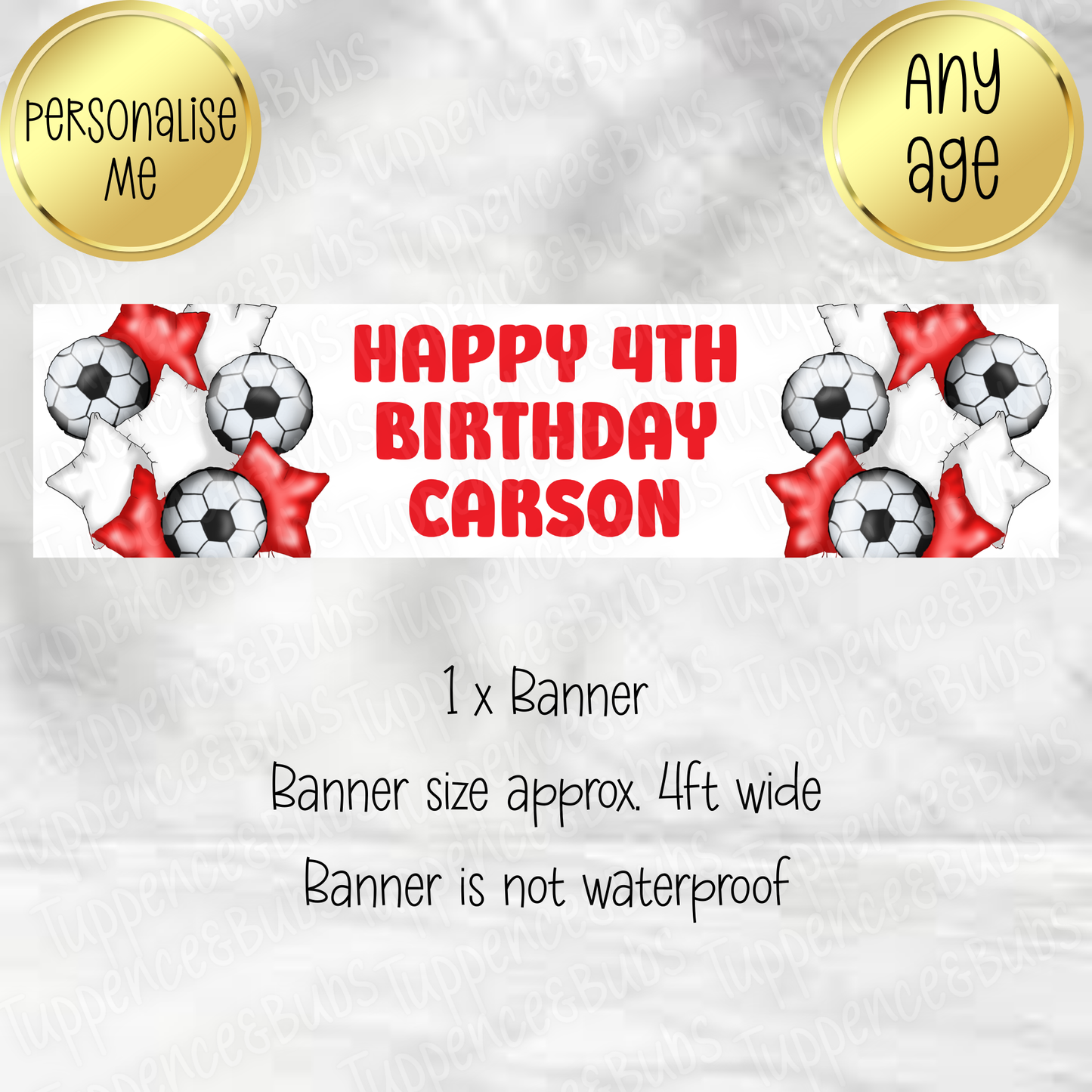 Red & White Birthday Banner