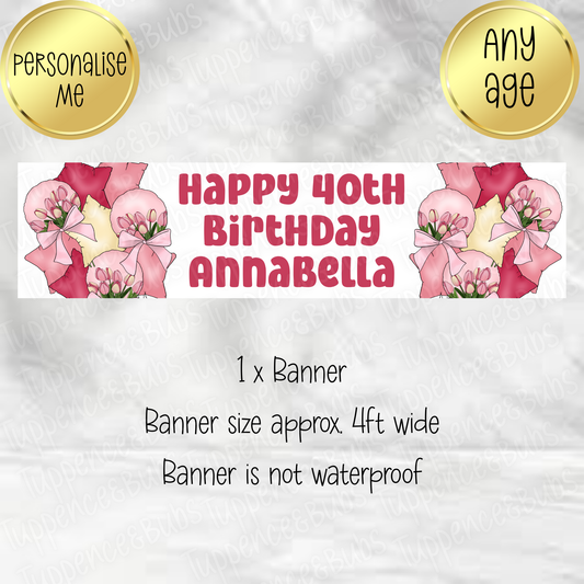 Floral Themed Birthday Banner