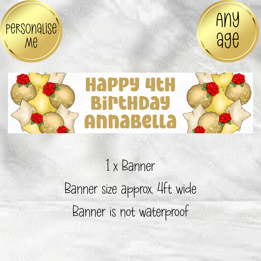Gold & Roses Princess Themed Banner