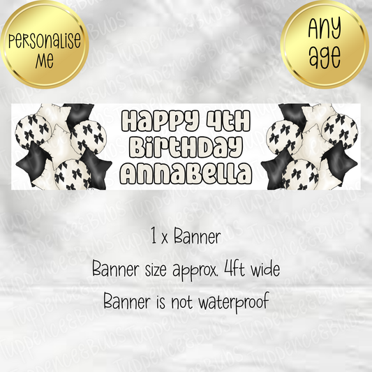 Black & White Bow Themed Banner