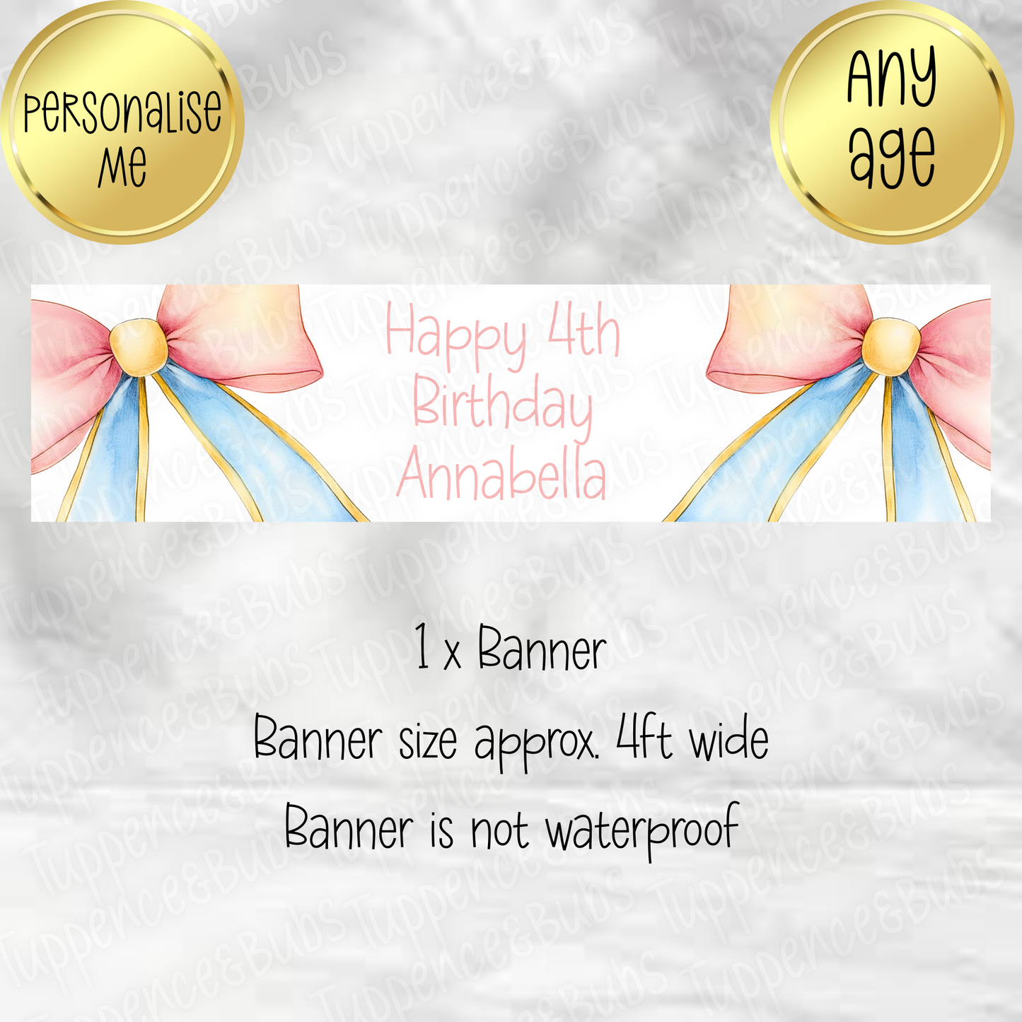 Pink & Blue Bow Themed Banner