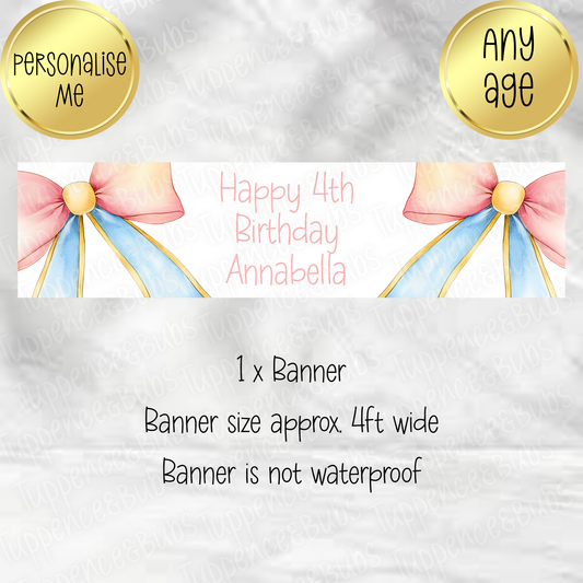 Pink & Blue Bow Themed Banner