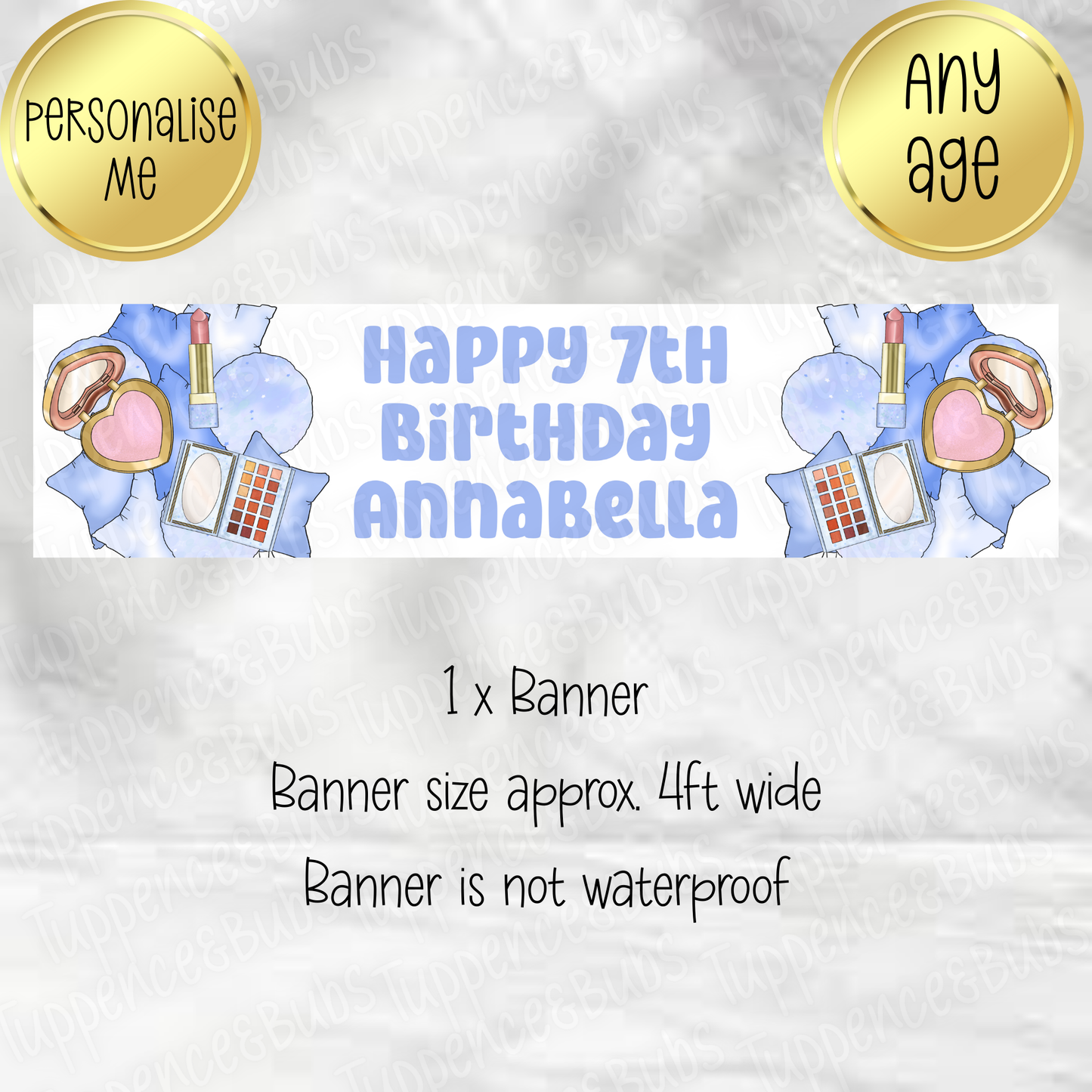 Blue Make Up Balloon Themed Banner