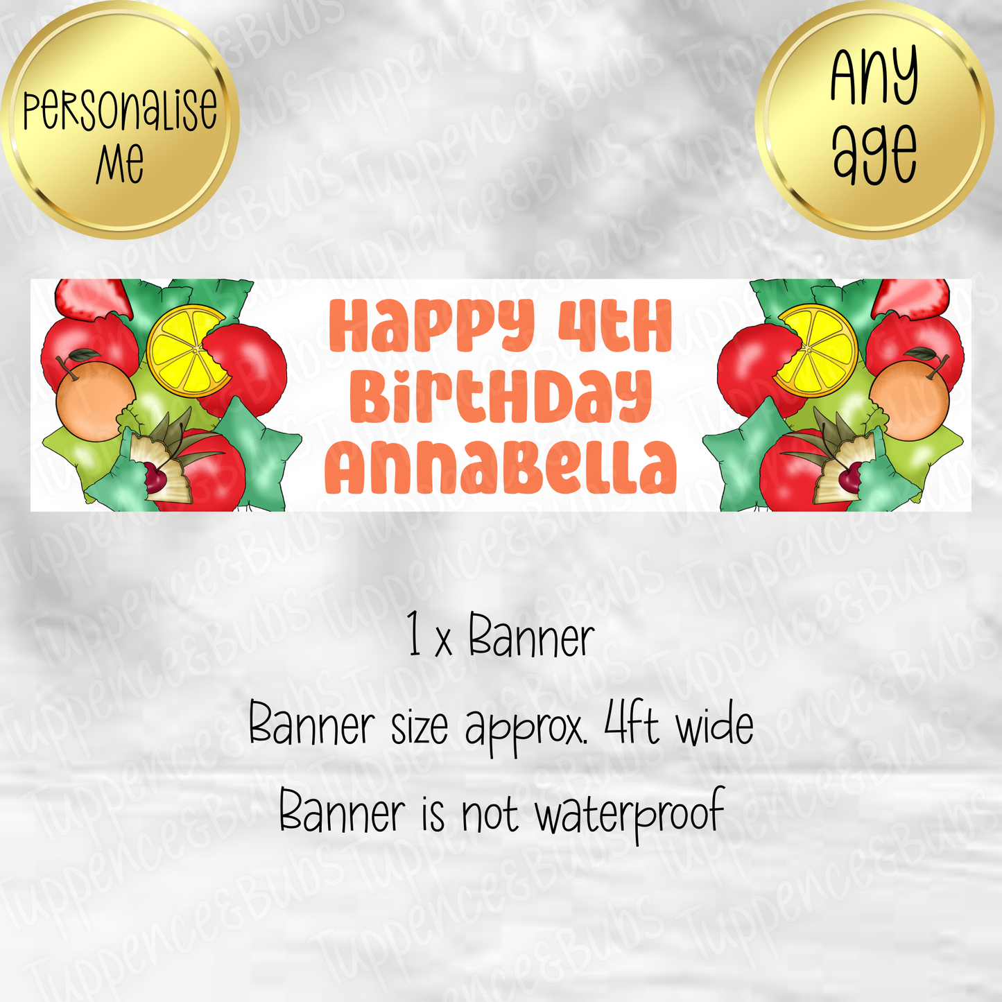 Fruit Caterpillar Balloon Themed  Banner