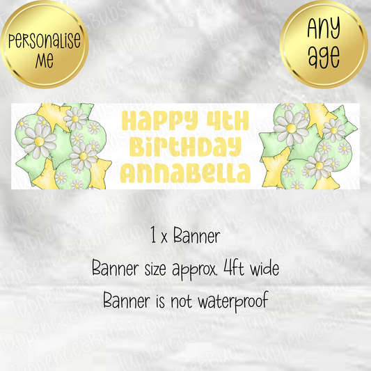 Green & Yellow Daisy Themed Banner
