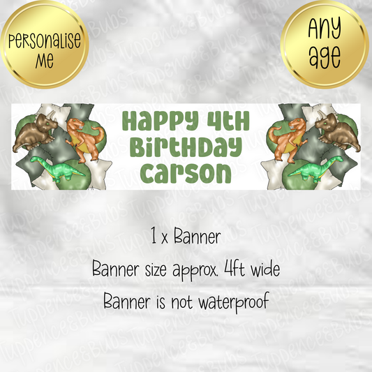 Dinosaur Balloon Themed Banner