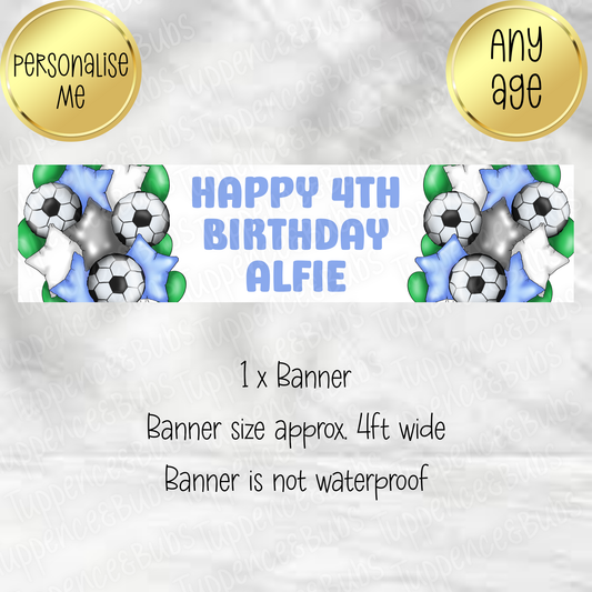 Light Blue, Green & White Football Themed Banner