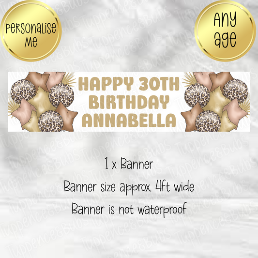 Mocha & Leopard Print Balloon Themed Banner