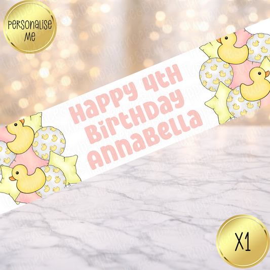 Little Duck Balloon Themed Banner - Pink or Blue