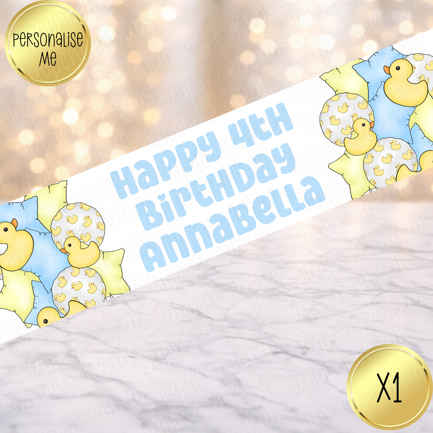 Little Duck Balloon Themed Banner - Pink or Blue