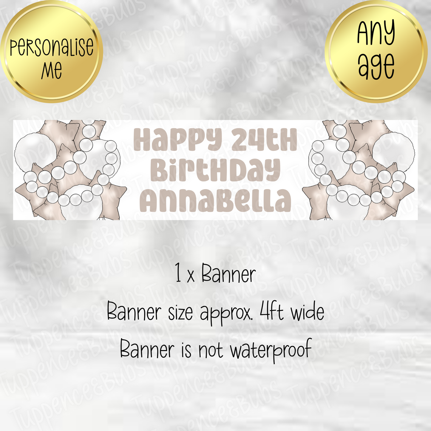 Champagne Pearls Balloon Themed Banner