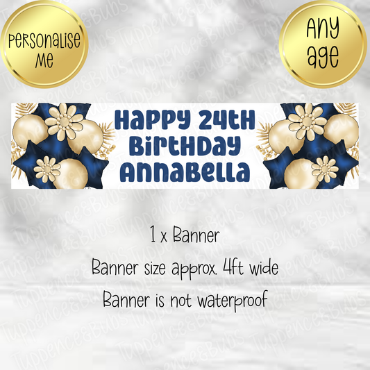 Navy & Gold Floral Themed Banner