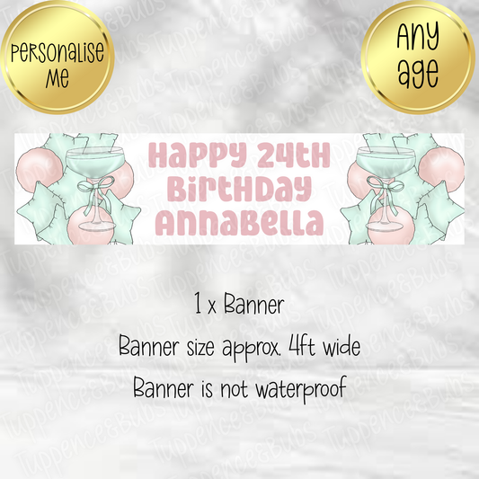 Mint Green & Pink Cocktail Themed Banner