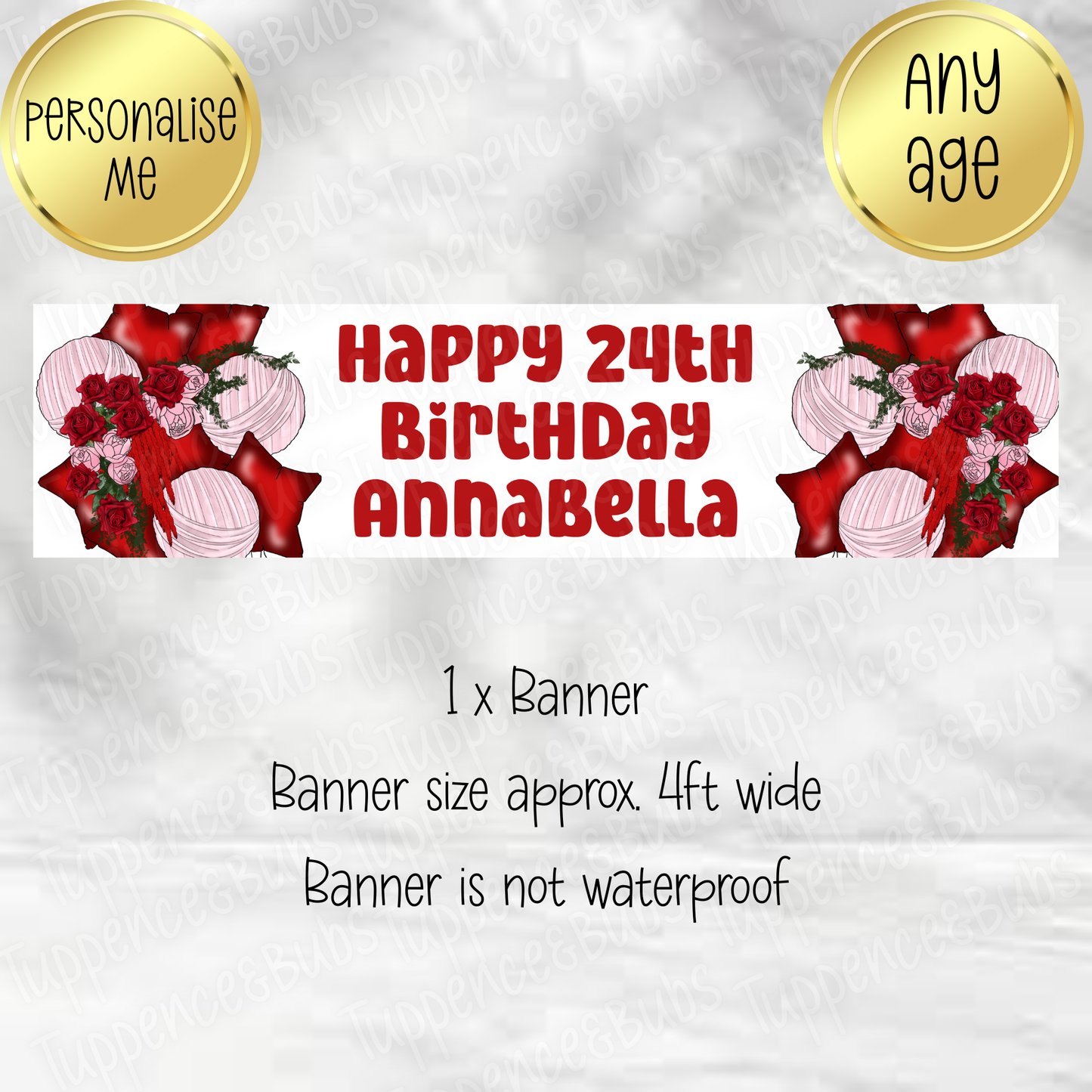 Red Floral Themed Banner