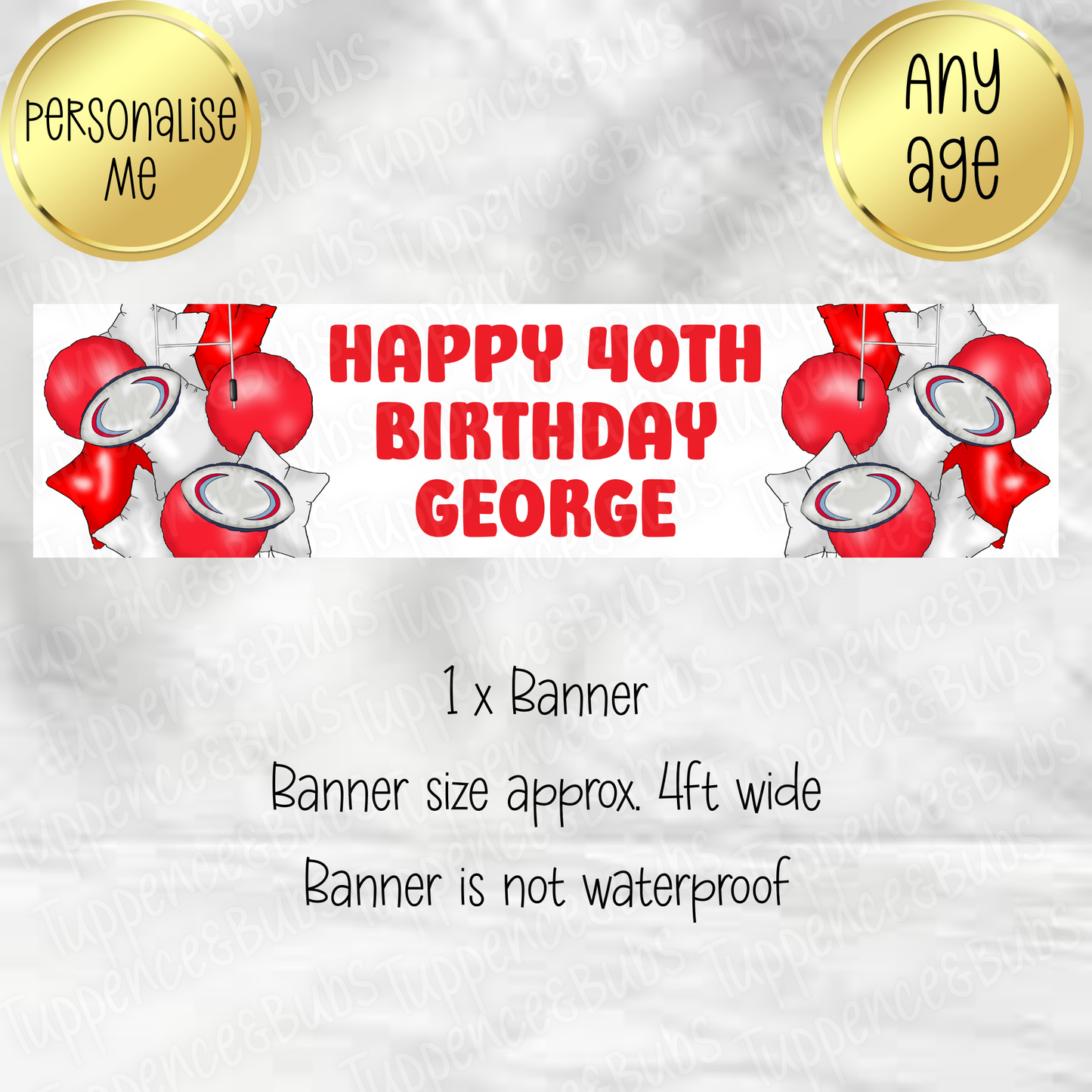 Red & White Rugby Themed Banner