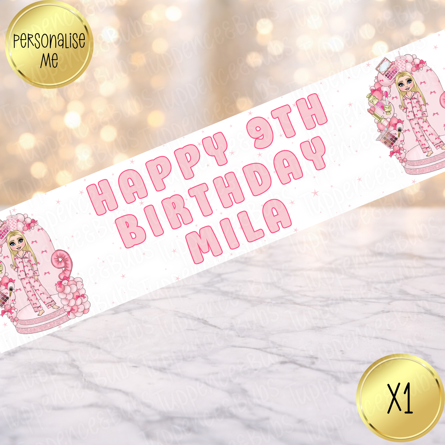 Pink Bow PJ Themed Banner