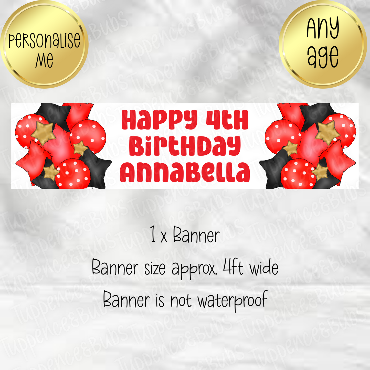 Red or Pink Polka Dot Banner