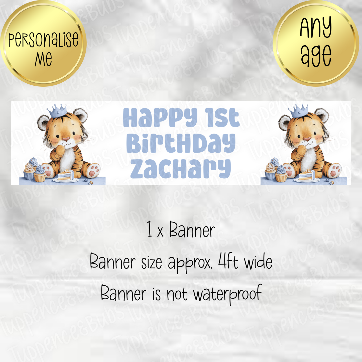 Tiger Themed Birthday Banner - 6 Designs