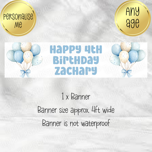 Blue & Cream Birthday Themed Banner
