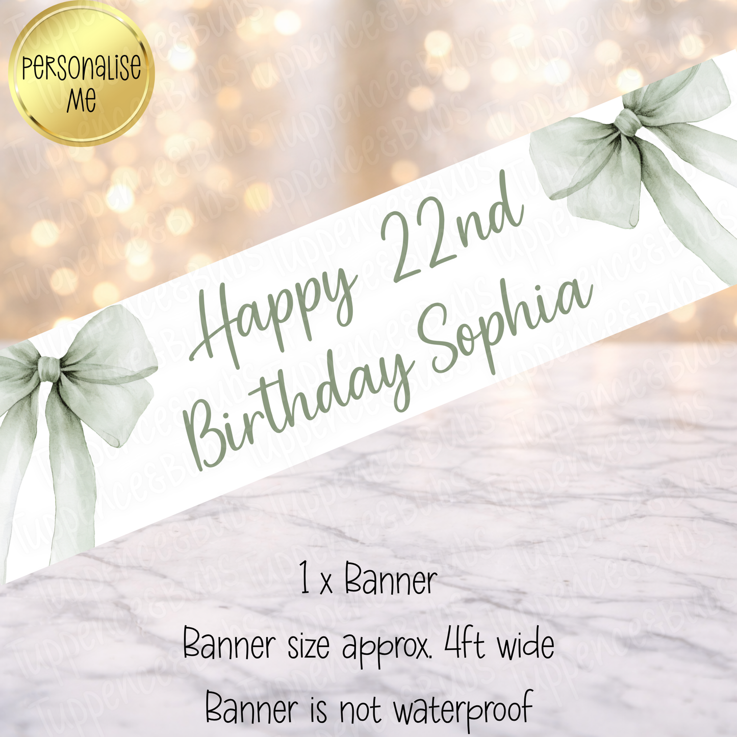 Sage Green Bow Themed Banner