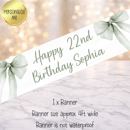 Sage Green Bow Themed Banner