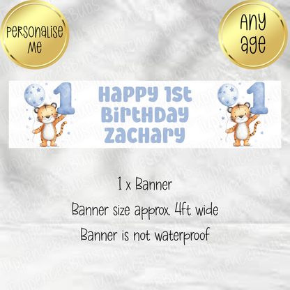Tiger Themed Birthday Banner - 6 Designs