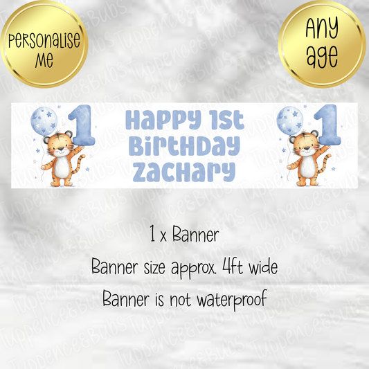 Tiger Themed Birthday Banner - 6 Designs