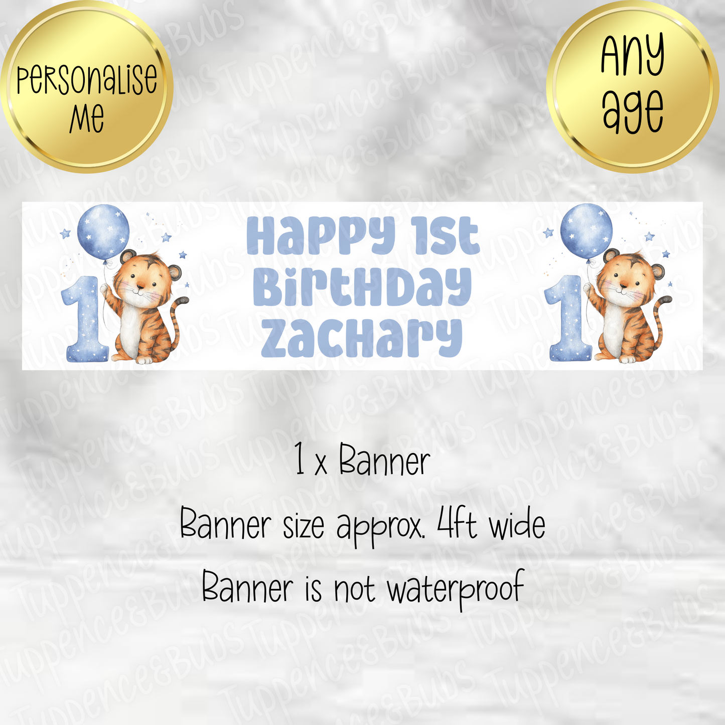 Tiger Themed Birthday Banner - 6 Designs