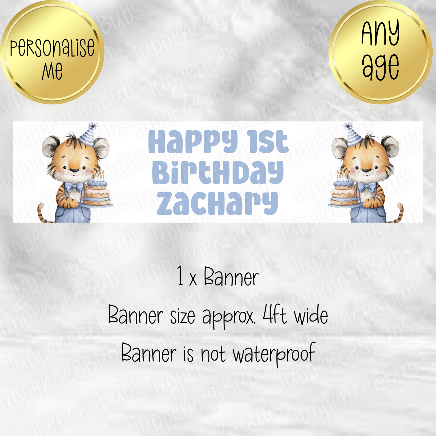 Tiger Themed Birthday Banner - 6 Designs