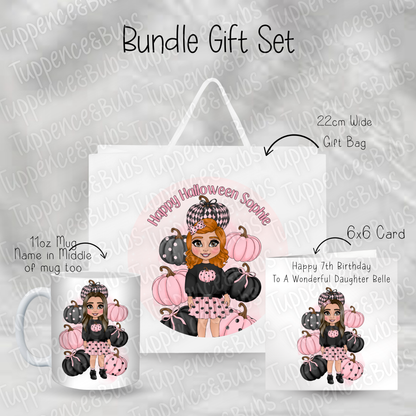 Pink & Black Pumpkin Toddler Girl Themed Gift Bag