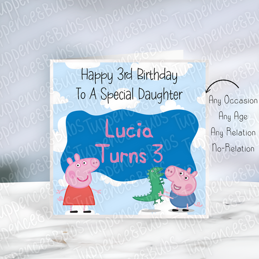 Pig Inspired Birthday Card - 3 Designs