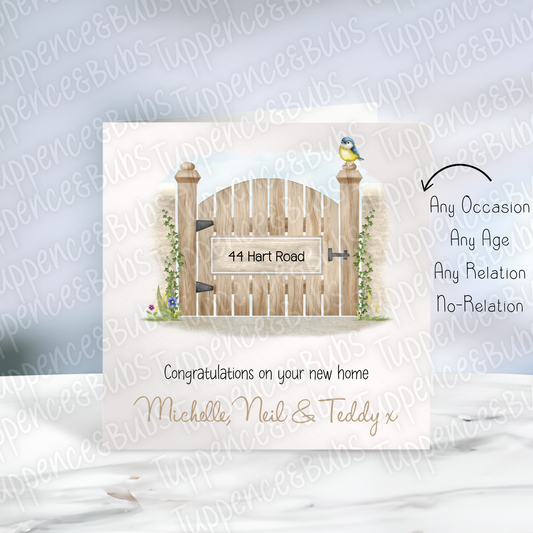 New Home Garden Gate Card - 8 Colours