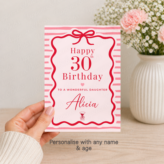 Pink Stripe & Bow Card