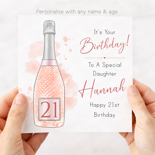 Pink Prosecco Bottle Card