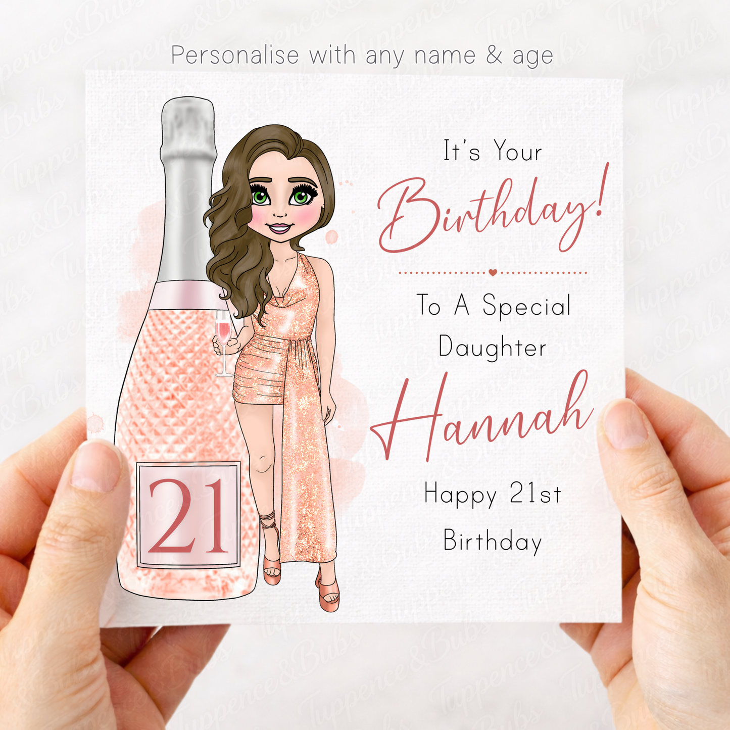 Pink Prosecco Card - Fully Customizable