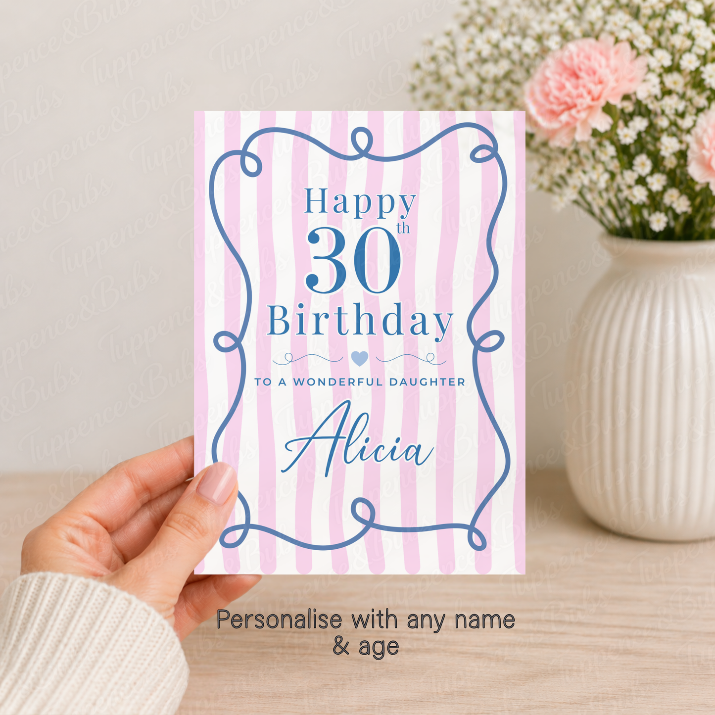 Pink Striped Card