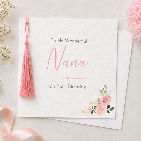 Pink Floral Birthday Card