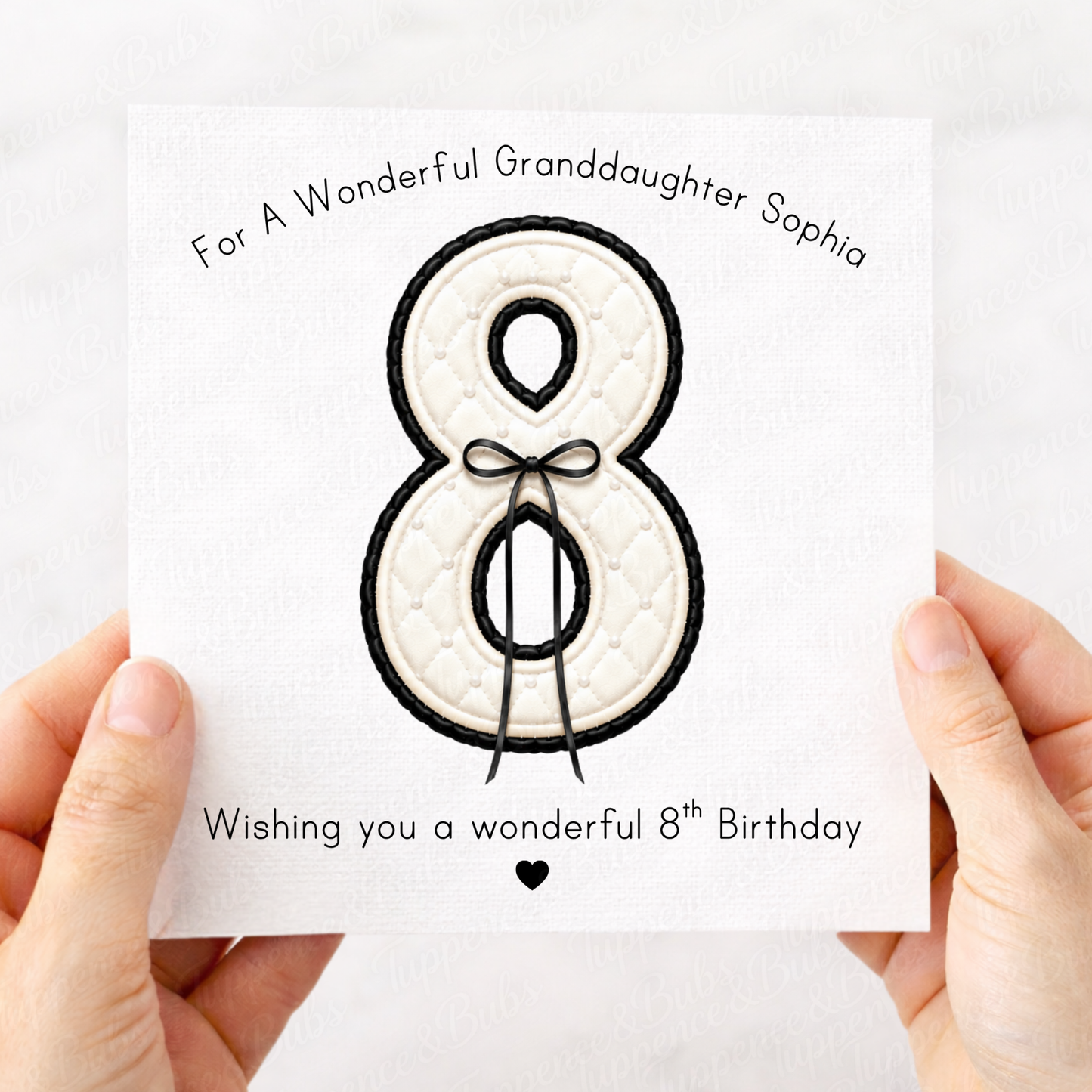 Cream & Black Bow Embroidery Style Card