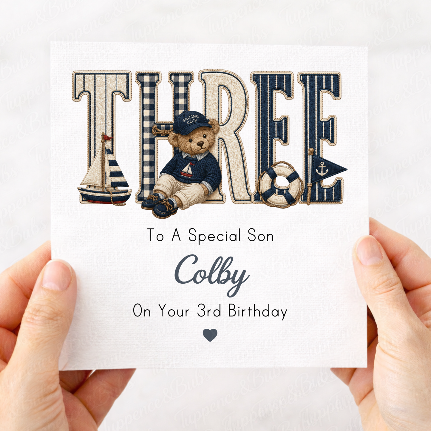 Sailor Bear Embroidery Style Card