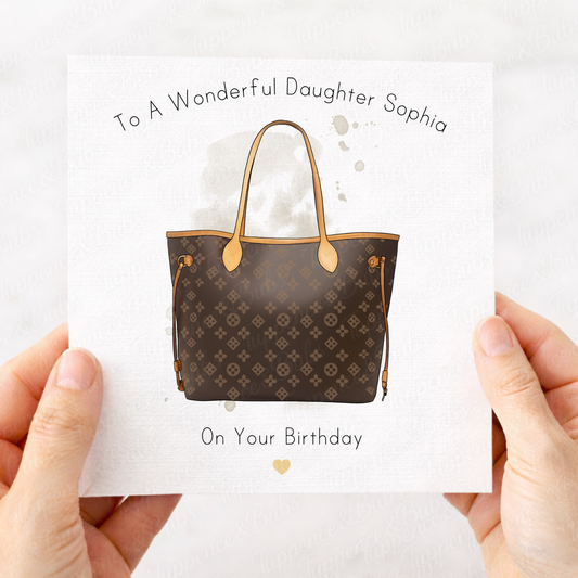 Personalised Designer Handbag Birthday Card – Luxury Fashion Design