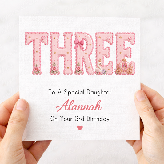 Princess Castle Embroidery Style Card