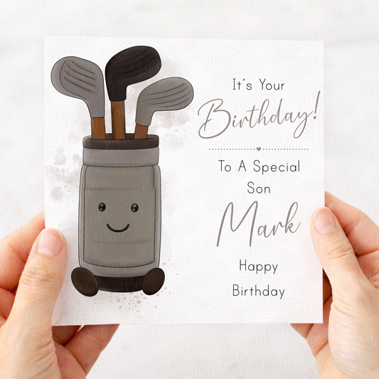 Personalised Golf Birthday Card – Plush Golf Themed Design