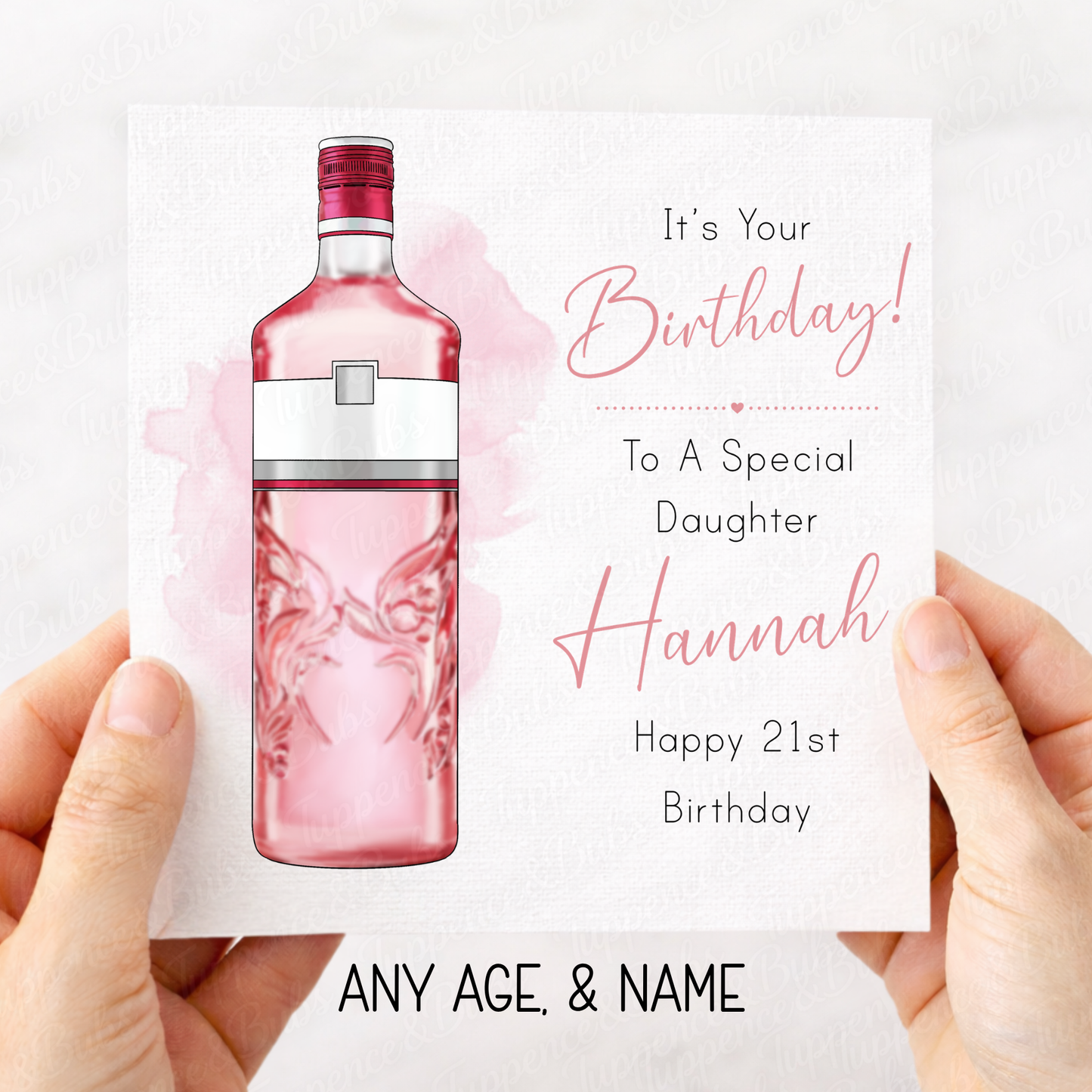 Pink Gin Bottle Card