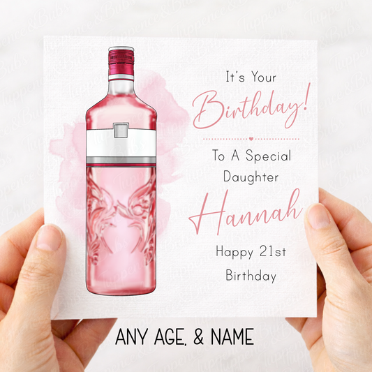 Pink Gin Bottle Card