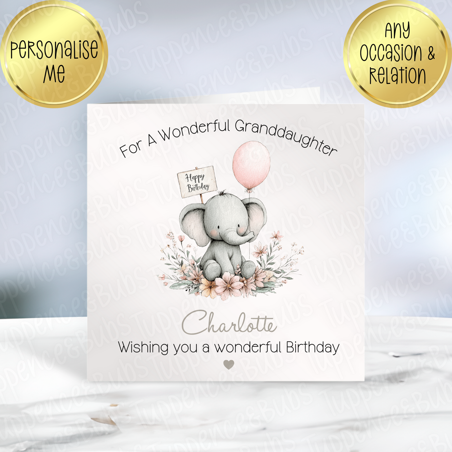 Cute Elephant Themed Card - 2 Designs