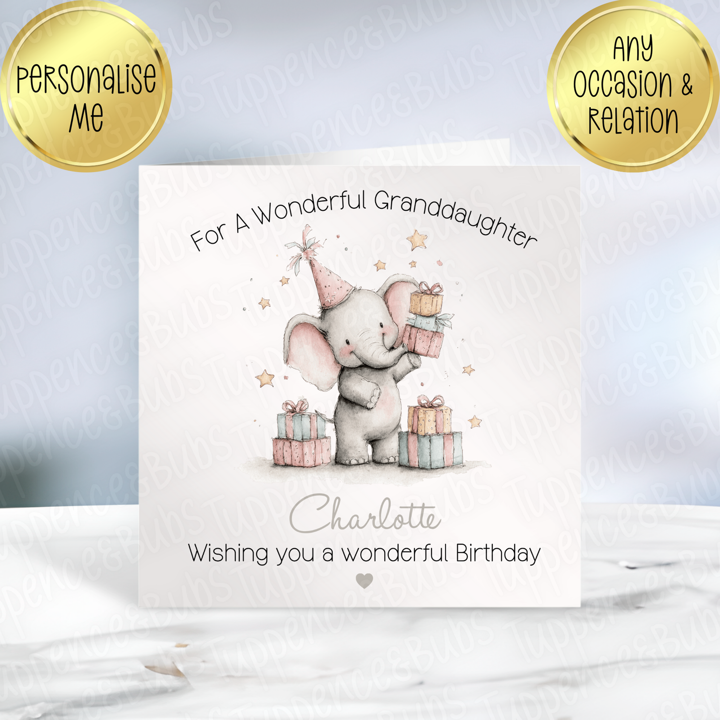 Cute Elephant Themed Card - 2 Designs