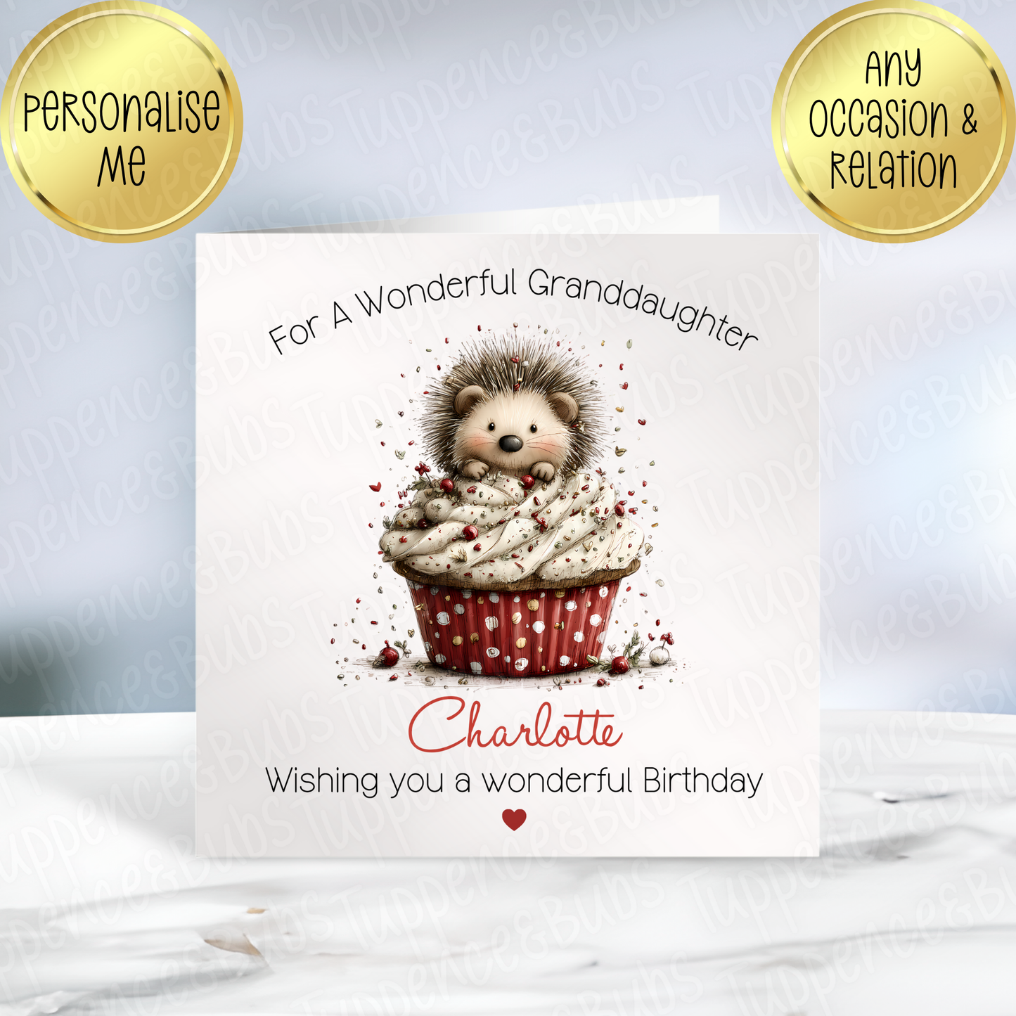 Hedgehog In Cupcake Themed Card